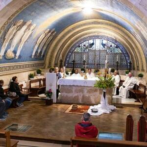 Mass in the Basilica of the Transfiguration, Mount Tabor (© 2023, Nizar M. Halloun/Tantur Ecumenical Institute)